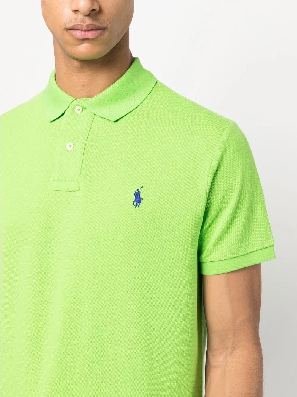 Polo Ralph Lauren Lime Green Polo Shirt L Pima Stretch Mesh Classic Preppy